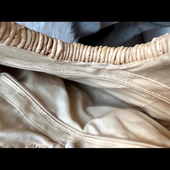 Straw Summer Bag Natural Color Zip Closure - Picture 8 of 8